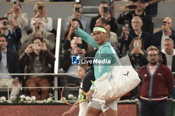 2024-05-27 - Rafael Nadal of Spain during his first round match against Alexander Zverev aka Sascha Zverev of Germany on day 2 of the 2024 French Open, Roland-Garros 2024, Grand Slam tennis tournament on May 27, 2024 at Roland-Garros stadium in Paris, France - TENNIS - ROLAND GARROS 2024 - 27/05 - INTERNATIONALS - TENNIS