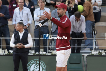 2024-06-03 - Novak Djokovic of Serbia celebrates his fourth round victory against Francisco Cerundolo of Argentina during day 9 of the 2024 French Open, Roland-Garros 2024, Grand Slam tennis tournament on June 3, 2024 at Roland-Garros stadium in Paris, France - TENNIS - ROLAND GARROS 2024 - 03/06 - INTERNATIONALS - TENNIS