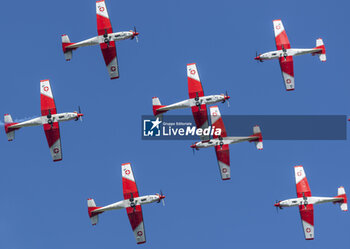 2024-07-19 - Gstaad Switzerland, 07 19 2024: PC7 Team Swiss Air Force training for Sunday’s show during EFG Swiss Open. - EFG SWISS OPEN GSTAAD - INTERNATIONALS - TENNIS