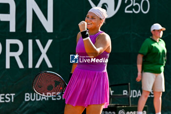 2024-07-21 - Happiness of Diana Shnaider after win the final match vs. Aliaksandra Sasnovich at the WTA250 Hungarian Gran Prix Tennis on 19th July 2024 at Romai Teniszakademia, Budapest, Hungary - WTA HUNGARIAN GRAND PRIX - FINAL - INTERNATIONALS - TENNIS