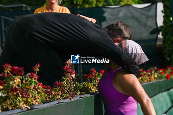 2024-07-21 - Diana Shnaider hugs her coach after win the final match vs. Aliaksandra Sasnovich at the WTA250 Hungarian Gran Prix Tennis on 19th July 2024 at Romai Teniszakademia, Budapest, Hungary - WTA HUNGARIAN GRAND PRIX - FINAL - INTERNATIONALS - TENNIS