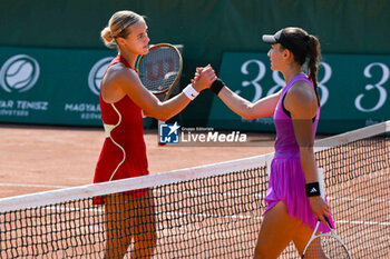 2024-07-19 - Anna Karolina Schmiedlova (SVK) celebrate the victory after the quarter finals match vs. Elina Avanesyan at the WTA250 Hungarian Gran Prix Tennis on 19th July 2024 at Romai Teniszakademia, Budapest, Hungary - WTA HUNGARIAN GRAND PRIX - QUARTER FINALS  - INTERNATIONALS - TENNIS