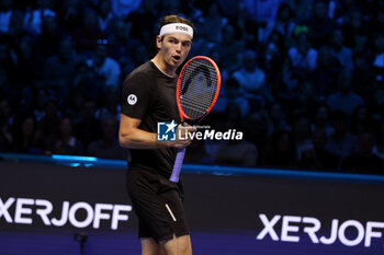 10/11/2024 - Taylor Fritz (USA) celebrates during the match againts Danii Medvedev (Russia) - 2024 ATP NITTO FINALS - MEDVEDEV VS FRITZ - INTERNAZIONALI - TENNIS