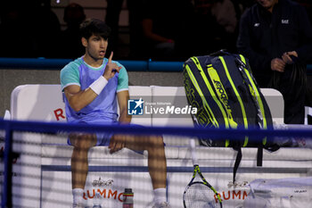 11/11/2024 - Carlos Alcaraz (Spain) during the match againts Caper Ruud (Norway) - 2024 ATP NITTO FINALS - ALCARAZ VS RUUD - INTERNAZIONALI - TENNIS