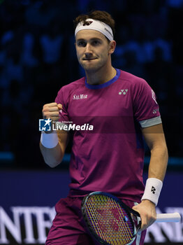 11/11/2024 - Caper Ruud (Norway) celebrates at the end of the match againts Carlos Alcaraz (Spain) - 2024 ATP NITTO FINALS - ALCARAZ VS RUUD - INTERNAZIONALI - TENNIS