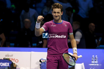 11/11/2024 - Caper Ruud (Norway) celebrates at the end of the match againts Carlos Alcaraz (Spain) - 2024 ATP NITTO FINALS - ALCARAZ VS RUUD - INTERNAZIONALI - TENNIS