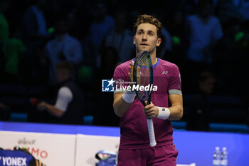 11/11/2024 - Caper Ruud (Norway) celebrates at the end of the match againts Carlos Alcaraz (Spain) - 2024 ATP NITTO FINALS - ALCARAZ VS RUUD - INTERNAZIONALI - TENNIS