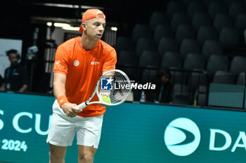 2024-09-10 - BOLOGNA, ITALIA - 10 September: The Dutchman Tallon Griekspoor in the match against the Belgian Zizou Bergs in the Davis Cup match at the Unipol Arena in Bologna - DAVIS CUP - INTERNATIONALS - TENNIS