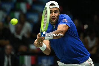 2024-09-11 - Matteo Berrettini (ITA) in action during the 2024 Davis Cup Finals Group Stage Bologna match between the Italy and Brazil at Unipol Arena on September 11, 2024 in Bologna, Italy. - DAVIS CUP - INTERNATIONALS - TENNIS