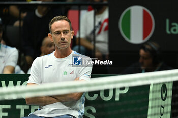 2024-09-11 - Filippo Volandri coach of Italy during the 2024 Davis Cup Finals Group Stage Bologna match between the Italy and Brazil at Unipol Arena on September 11, 2024 in Bologna, Italy. - DAVIS CUP - INTERNATIONALS - TENNIS