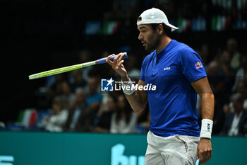 2024-09-11 - Matteo Berrettini (ITA) in action during the 2024 Davis Cup Finals Group Stage Bologna match between the Italy and Brazil at Unipol Arena on September 11, 2024 in Bologna, Italy. - DAVIS CUP - INTERNATIONALS - TENNIS