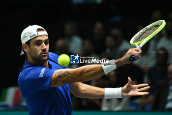 2024-09-11 - Matteo Berrettini (ITA) in action during the 2024 Davis Cup Finals Group Stage Bologna match between the Italy and Brazil at Unipol Arena on September 11, 2024 in Bologna, Italy. - DAVIS CUP - INTERNATIONALS - TENNIS