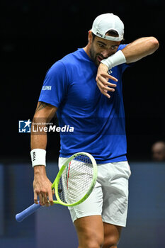 2024-09-11 - Matteo Berrettini (ITA) in action during the 2024 Davis Cup Finals Group Stage Bologna match between the Italy and Brazil at Unipol Arena on September 11, 2024 in Bologna, Italy. - DAVIS CUP - INTERNATIONALS - TENNIS