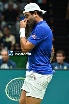 2024-09-11 - Matteo Berrettini (ITA) in action during the 2024 Davis Cup Finals Group Stage Bologna match between the Italy and Brazil at Unipol Arena on September 11, 2024 in Bologna, Italy. - DAVIS CUP - INTERNATIONALS - TENNIS