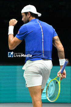 2024-09-11 - Matteo Berrettini (ITA) in action during the 2024 Davis Cup Finals Group Stage Bologna match between the Italy and Brazil at Unipol Arena on September 11, 2024 in Bologna, Italy. - DAVIS CUP - INTERNATIONALS - TENNIS