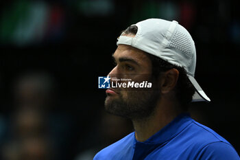 2024-09-11 - Matteo Berrettini (ITA) in action during the 2024 Davis Cup Finals Group Stage Bologna match between the Italy and Brazil at Unipol Arena on September 11, 2024 in Bologna, Italy. - DAVIS CUP - INTERNATIONALS - TENNIS