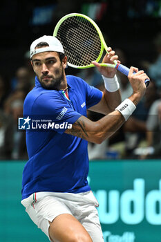 2024-09-11 - Matteo Berrettini (ITA) in action during the 2024 Davis Cup Finals Group Stage Bologna match between the Italy and Brazil at Unipol Arena on September 11, 2024 in Bologna, Italy. - DAVIS CUP - INTERNATIONALS - TENNIS