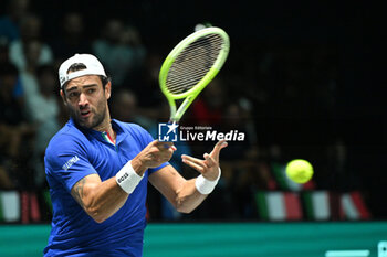 2024-09-11 - Matteo Berrettini (ITA) in action during the 2024 Davis Cup Finals Group Stage Bologna match between the Italy and Brazil at Unipol Arena on September 11, 2024 in Bologna, Italy. - DAVIS CUP - INTERNATIONALS - TENNIS