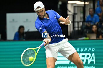 2024-09-11 - Matteo Berrettini (ITA) in action during the 2024 Davis Cup Finals Group Stage Bologna match between the Italy and Brazil at Unipol Arena on September 11, 2024 in Bologna, Italy. - DAVIS CUP - INTERNATIONALS - TENNIS