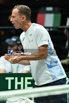 2024-09-11 - Filippo Volandri coach of Italy during the 2024 Davis Cup Finals Group Stage Bologna match between the Italy and Brazil at Unipol Arena on September 11, 2024 in Bologna, Italy. - DAVIS CUP - INTERNATIONALS - TENNIS