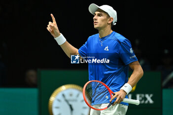 2024-09-11 - Matteo Arnaldi (ITA) in action during the 2024 Davis Cup Finals Group Stage Bologna match between the Italy and Brazil at Unipol Arena on September 11, 2024 in Bologna, Italy. - DAVIS CUP - INTERNATIONALS - TENNIS