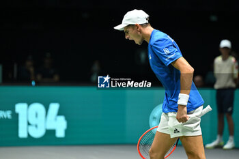 2024-09-11 - Matteo Arnaldi (ITA) in action during the 2024 Davis Cup Finals Group Stage Bologna match between the Italy and Brazil at Unipol Arena on September 11, 2024 in Bologna, Italy. - DAVIS CUP - INTERNATIONALS - TENNIS