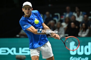 2024-09-11 - Matteo Arnaldi (ITA) in action during the 2024 Davis Cup Finals Group Stage Bologna match between the Italy and Brazil at Unipol Arena on September 11, 2024 in Bologna, Italy. - DAVIS CUP - INTERNATIONALS - TENNIS