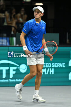 2024-09-11 - Matteo Arnaldi (ITA) in action during the 2024 Davis Cup Finals Group Stage Bologna match between the Italy and Brazil at Unipol Arena on September 11, 2024 in Bologna, Italy. - DAVIS CUP - INTERNATIONALS - TENNIS