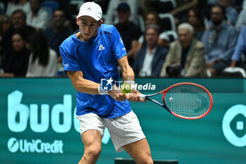 2024-09-11 - Matteo Arnaldi (ITA) in action during the 2024 Davis Cup Finals Group Stage Bologna match between the Italy and Brazil at Unipol Arena on September 11, 2024 in Bologna, Italy. - DAVIS CUP - INTERNATIONALS - TENNIS