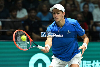 2024-09-11 - Matteo Arnaldi (ITA) in action during the 2024 Davis Cup Finals Group Stage Bologna match between the Italy and Brazil at Unipol Arena on September 11, 2024 in Bologna, Italy. - DAVIS CUP - INTERNATIONALS - TENNIS