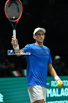 2024-09-11 - Matteo Arnaldi (ITA) in action during the 2024 Davis Cup Finals Group Stage Bologna match between the Italy and Brazil at Unipol Arena on September 11, 2024 in Bologna, Italy. - DAVIS CUP - INTERNATIONALS - TENNIS