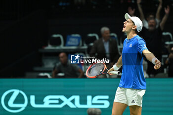 2024-09-11 - Matteo Arnaldi (ITA) in action during the 2024 Davis Cup Finals Group Stage Bologna match between the Italy and Brazil at Unipol Arena on September 11, 2024 in Bologna, Italy. - DAVIS CUP - INTERNATIONALS - TENNIS