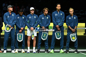 2024-09-12 - Team Brazil during the 2024 Davis Cup Finals Group Stage Bologna match between the Netherlands and Brazil at Unipol Arena on September 12, 2024 in Bologna, Italy. - DAVIS CUP - INTERNATIONALS - TENNIS