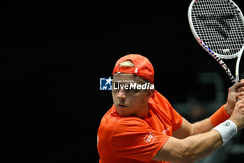 2024-09-12 - Tallon Griekspoor (NED) in action during the 2024 Davis Cup Finals Group Stage Bologna match between the Netherlands and Brazil at Unipol Arena on September 12, 2024 in Bologna, Italy. - DAVIS CUP - INTERNATIONALS - TENNIS