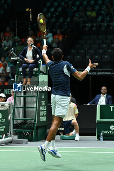 2024-09-12 - Thiago Monteiro (BRA) in action during the 2024 Davis Cup Finals Group Stage Bologna match between the Netherlands and Brazil at Unipol Arena on September 12, 2024 in Bologna, Italy. - DAVIS CUP - INTERNATIONALS - TENNIS