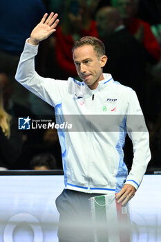 2024-09-13 - Italian Captain Filippo Volandri (ITA) during the 2024 Davis Cup Finals Group Stage Bologna match between the Italy and Belgium at Unipol Arena on September 13, 2024 in Bologna, Italy. - DAVIS CUP - INTERNATIONALS - TENNIS