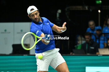 2024-09-13 - Matteo Berrettini (ITA) in action during the 2024 Davis Cup Finals Group Stage Bologna match between the Italy and Belgium at Unipol Arena on September 13, 2024 in Bologna, Italy. - DAVIS CUP - INTERNATIONALS - TENNIS