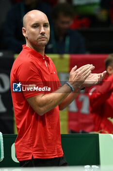 2024-09-13 - Belgium Captain Steve Darcis (BEL) during the 2024 Davis Cup Finals Group Stage Bologna match between the Italy and Belgium at Unipol Arena on September 13, 2024 in Bologna, Italy. - DAVIS CUP - INTERNATIONALS - TENNIS