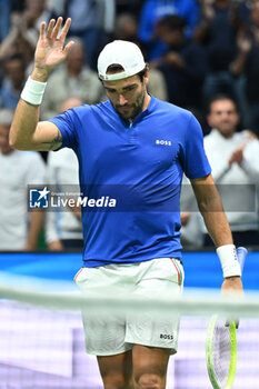 2024-09-13 - Matteo Berrettini (ITA) in action during the 2024 Davis Cup Finals Group Stage Bologna match between the Italy and Belgium at Unipol Arena on September 13, 2024 in Bologna, Italy. - DAVIS CUP - INTERNATIONALS - TENNIS