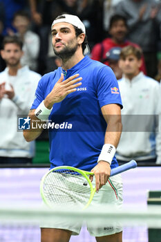 2024-09-13 - Matteo Berrettini (ITA) in action during the 2024 Davis Cup Finals Group Stage Bologna match between the Italy and Belgium at Unipol Arena on September 13, 2024 in Bologna, Italy. - DAVIS CUP - INTERNATIONALS - TENNIS