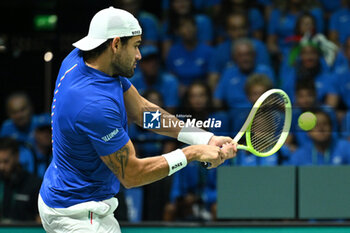 2024-09-13 - Matteo Berrettini (ITA) in action during the 2024 Davis Cup Finals Group Stage Bologna match between the Italy and Belgium at Unipol Arena on September 13, 2024 in Bologna, Italy. - DAVIS CUP - INTERNATIONALS - TENNIS