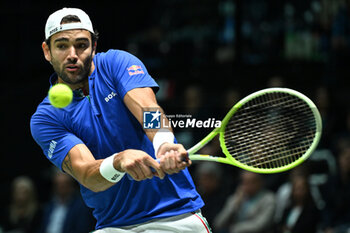 2024-09-13 - Matteo Berrettini (ITA) in action during the 2024 Davis Cup Finals Group Stage Bologna match between the Italy and Belgium at Unipol Arena on September 13, 2024 in Bologna, Italy. - DAVIS CUP - INTERNATIONALS - TENNIS