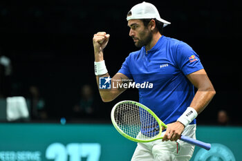 2024-09-13 - Matteo Berrettini (ITA) in action during the 2024 Davis Cup Finals Group Stage Bologna match between the Italy and Belgium at Unipol Arena on September 13, 2024 in Bologna, Italy. - DAVIS CUP - INTERNATIONALS - TENNIS