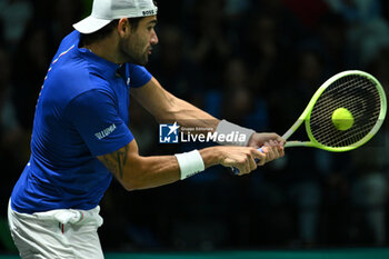 2024-09-13 - Matteo Berrettini (ITA) in action during the 2024 Davis Cup Finals Group Stage Bologna match between the Italy and Belgium at Unipol Arena on September 13, 2024 in Bologna, Italy. - DAVIS CUP - INTERNATIONALS - TENNIS