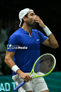 2024-09-13 - Matteo Berrettini (ITA) in action during the 2024 Davis Cup Finals Group Stage Bologna match between the Italy and Belgium at Unipol Arena on September 13, 2024 in Bologna, Italy. - DAVIS CUP - INTERNATIONALS - TENNIS