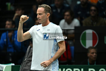 2024-09-13 - Italian Captain Filippo Volandri (ITA) during the 2024 Davis Cup Finals Group Stage Bologna match between the Italy and Belgium at Unipol Arena on September 13, 2024 in Bologna, Italy. - DAVIS CUP - INTERNATIONALS - TENNIS