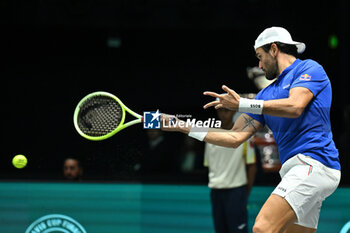 2024-09-13 - Matteo Berrettini (ITA) in action during the 2024 Davis Cup Finals Group Stage Bologna match between the Italy and Belgium at Unipol Arena on September 13, 2024 in Bologna, Italy. - DAVIS CUP - INTERNATIONALS - TENNIS