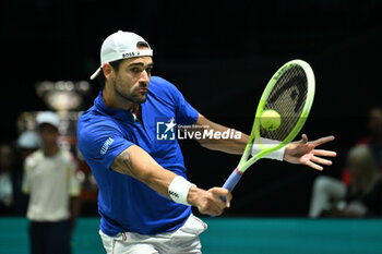 2024-09-13 - Matteo Berrettini (ITA) in action during the 2024 Davis Cup Finals Group Stage Bologna match between the Italy and Belgium at Unipol Arena on September 13, 2024 in Bologna, Italy. - DAVIS CUP - INTERNATIONALS - TENNIS