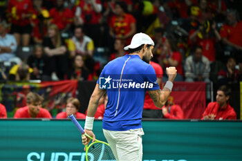 2024-09-13 - Matteo Berrettini (ITA) in action during the 2024 Davis Cup Finals Group Stage Bologna match between the Italy and Belgium at Unipol Arena on September 13, 2024 in Bologna, Italy. - DAVIS CUP - INTERNATIONALS - TENNIS