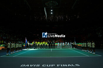 2024-09-10 - Australia Team and France Team pose for photo during the Davis Cup 2024, Group B, tennis match played between France and Australia at Fuente de San Luis on September 10, 2024, in Valencia, Spain. Photo Alvaro Diaz / SpainDPPI / DPPI - TENNIS - DAVIS CUP - FRANCE V AUSTRALIA - INTERNATIONALS - TENNIS